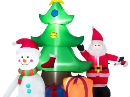 7.2 Feet Inflatable Lighted Christmas Decoration Tree with Santa Claus on Sale