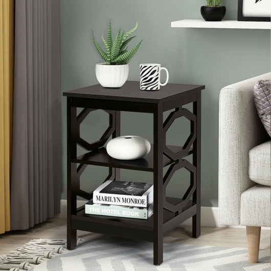 2 Pieces 3-tier Nightstand Sofa Side End Accent Table Storage Display Shelf-Black Fashion