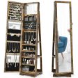 360° Rotatable 2-in-1 Lockable Jewelry Cabinet with Full-Length Mirror-Rustic Brown on Sale