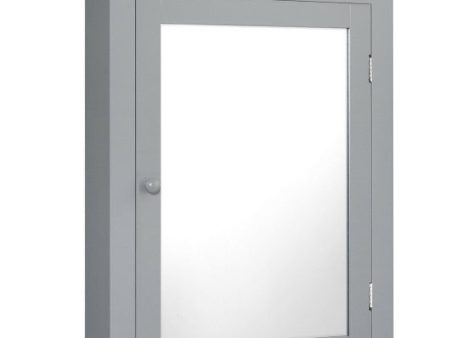 Bathroom Mirror Cabinet Wall Mounted Adjustable Shelf Medicine Storage-Gray Online now