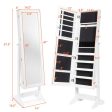 Jewelry Cabinet Stand Mirror Armoire with Large Storage Box-White Online now