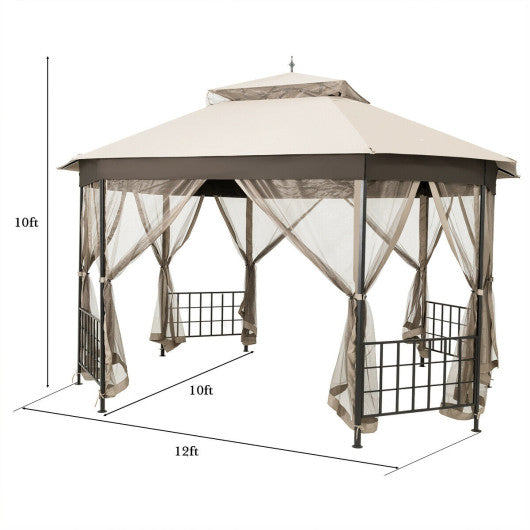 10’x 12’ Octagonal Patio Gazebo-Beige Online now