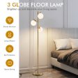 3-Globe Floor Lamp with Foot Switch and Bulb Bases-Golden For Sale