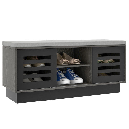 Shoe Bench with 6 Storage Compartments and 3 Adjustable Shelves-Gray Hot on Sale