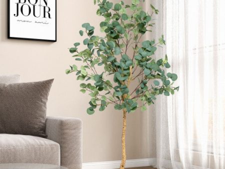 5.5 Feet Artificial Eucalyptus Tree with 517 Silver Dollar Leaves Online now