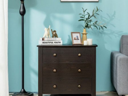 3 Drawer Dresser Chest of Drawers Bedside Table-Espresso Online now