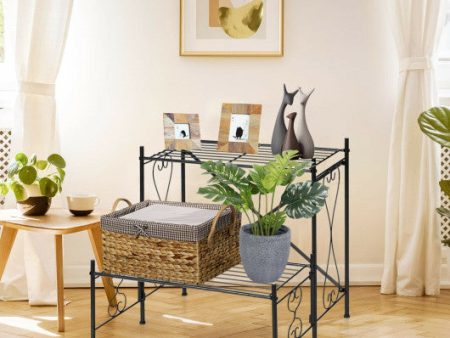 2-Tier Metal Plant Stand Garden Shelf on Sale