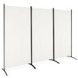 3-Panel Room Divider Folding Privacy Partition Screen for Office Room-White on Sale