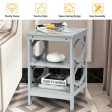 2 Pieces 3-tier Nightstand Sofa Side End Accent Table Storage Display Shelf-Gray Supply