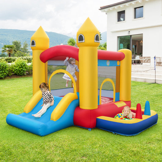 Inflatable Bounce House with 480W Blower and Ocean Balls for Yard Sale