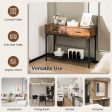 2 Drawers Console Table with Metal Frame for Living Room-Rustic Brown on Sale