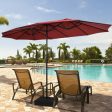 15 Feet Double-Sided Twin Patio Umbrella with Crank and Base-Red Cheap