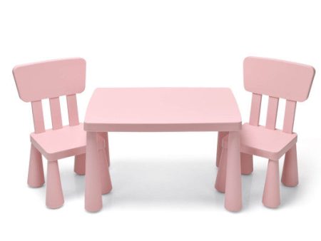 3 Pieces Toddler Multi Activity Play Dining Study Kids Table and Chair Set-Pink Discount