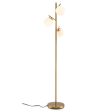 3-Globe Floor Lamp with Foot Switch and Bulb Bases-Golden For Sale