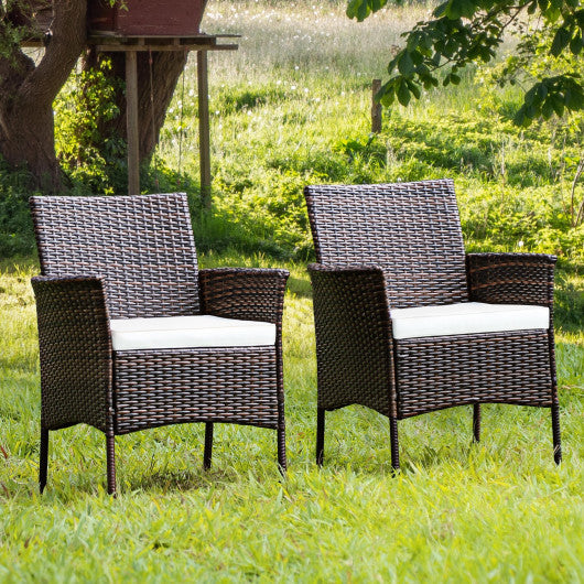 2 Pieces Outdoor PE Rattan Armchairs with Removable Cushions Hot on Sale