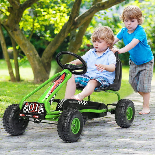 4 Wheel Pedal Powered Ride On with Adjustable Seat-Green Online now