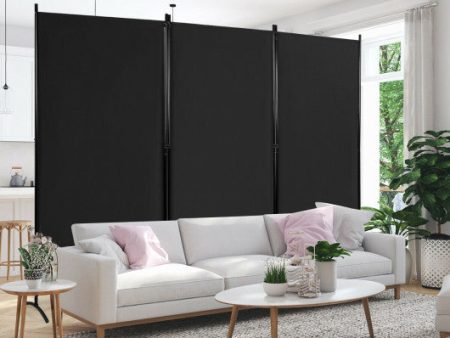 3-Panel Room Divider Folding Privacy Partition Screen for Office Room-Black Hot on Sale