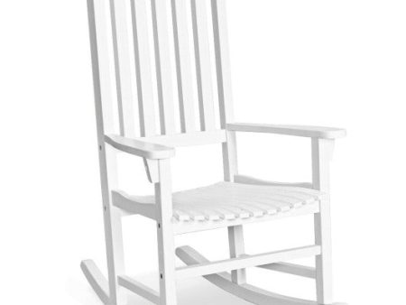 Indoor Outdoor Wooden High Back Rocking Chair-White Online