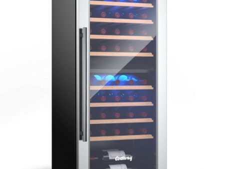 43 Bottle Wine Cooler Refrigerator Dual Zone Temperature Control with 8 Shelves-Black For Discount