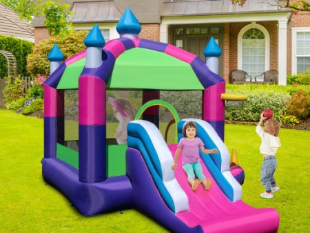 Inflatable Bounce Castle with Canopy Shade Cover and Slide For Discount