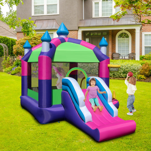 Inflatable Bounce Castle with Canopy Shade Cover and Slide For Discount