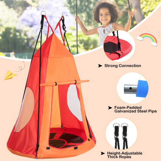 2-in-1 40 Inch Kids Hanging Chair Detachable Swing Tent Set-Orange Supply