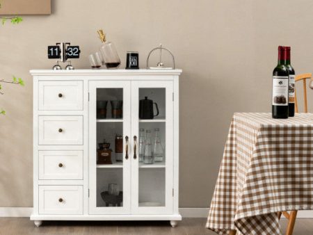 Buffet Sideboard Table Kitchen Storage Cabinet with Drawers and Doors-White Hot on Sale