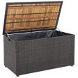 134 Gallon Rattan Storage Box with Zippered Liner and Solid Acacia Wood Top Discount