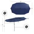 15 Feet Twin Patio Umbrella with 48 Solar LED Lights-Navy Sale