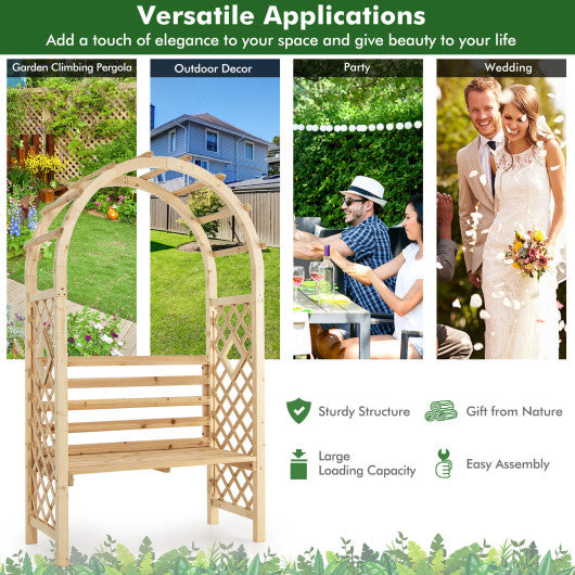 Wooden Garden Bench Arch Pergola Outdoor Arbor Online now