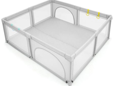 Large Infant Baby Playpen Safety Play Center Yard with 50 Ocean Balls-Gray For Discount