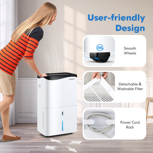 100-Pint Dehumidifier with Smart App and Alexa Control for Home and Basements-White on Sale