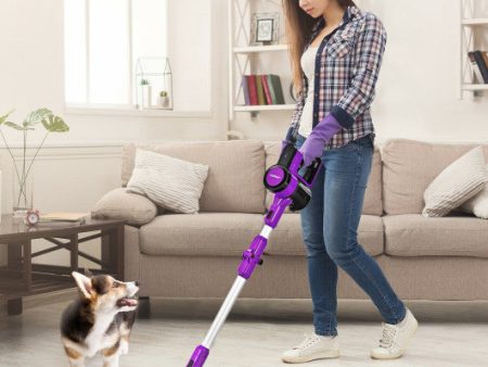 3-in-1 Handheld Cordless Stick Vacuum Cleaner with 6-cell Lithium Battery-Purple Fashion