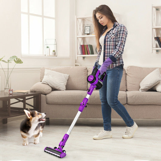 3-in-1 Handheld Cordless Stick Vacuum Cleaner with 6-cell Lithium Battery-Purple Fashion