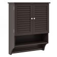 2-Doors Bathroom Wall-Mounted Medicine Cabinet with Towel Bar-Brown Online now