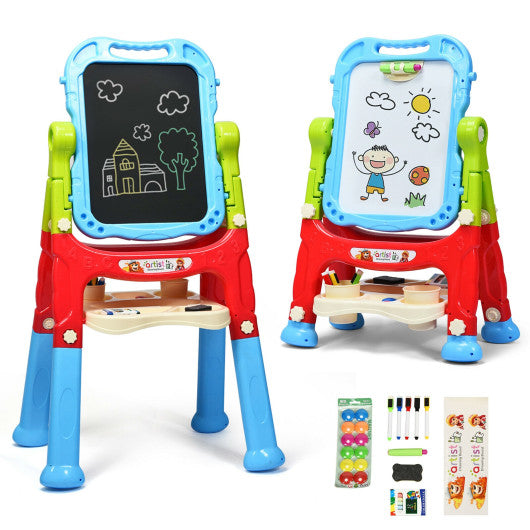 Height Adjustable Kids Art Easel Magnetic Double Sided Board-Blue Online Sale