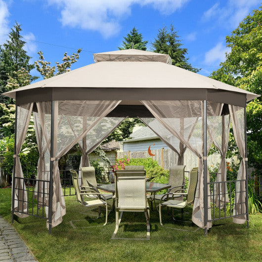 10’x 12’ Octagonal Patio Gazebo-Beige Online now