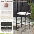 2 4 Pieces Outdoor PE Rattan Cushioned Barstool Set with Armrests-Set of 4 Fashion