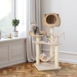 Multi-Level Cat Tree with Condo Hammock and Rotatable Hanging Balls-Natural Online now