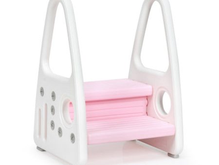 Kids Step Stool Learning Helper with Armrest for Kitchen Toilet Potty Training-Pink Online