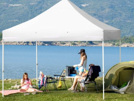 10 x 10 Feet Pop up Gazebo with 4 Height and Adjust Folding Awning-White Online Sale