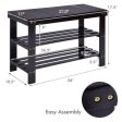 3 Tier Bamboo Bench Storage Shoe Shelf-Black Online Hot Sale