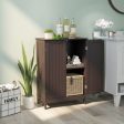 Bathroom Floor Storage Double Door Cupboard Cabinet-Brown For Sale