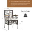 2 Pieces PE Wicker Patio Bistro Dining Chairs with Acacia Wood Armrests and Cushions Supply