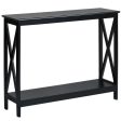 2-Tier Console X-Design Sofa Side Accent Table-Black For Discount