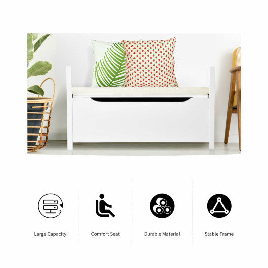 34.5 —15.5 —19.5 Inch Shoe Storage Bench with Cushion Seat for Entryway-White Online Sale