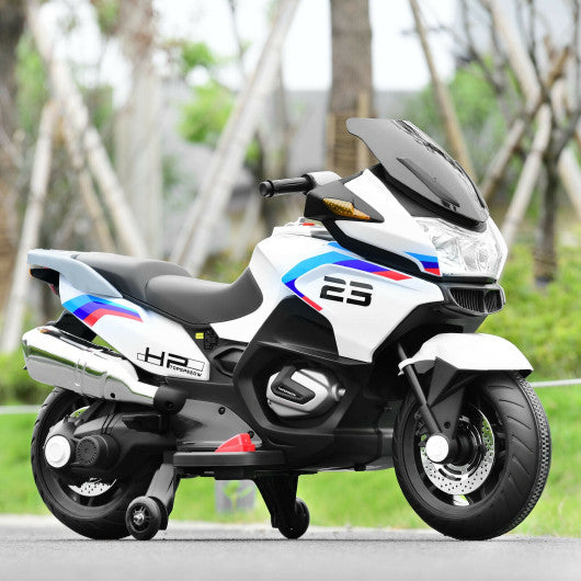 12V Kids Ride On Motorcycle Electric Motor Bike-White Hot on Sale