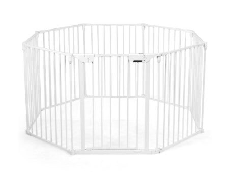 Adjustable  Panel Baby Safe Metal Gate Play Yard-White Discount