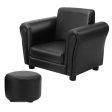 Black Kids Single Armrest Couch Sofa with Ottoman For Discount