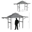 13.5 x 4 Feet Patio BBQ Grill Gazebo Canopy with Dual Side Awnings-Gray Online Hot Sale